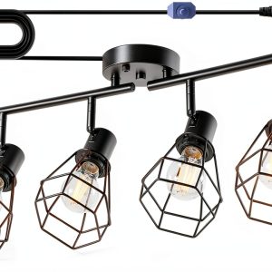 YEPOLI Track Lighting Black Dimmable Plug In Modern-0