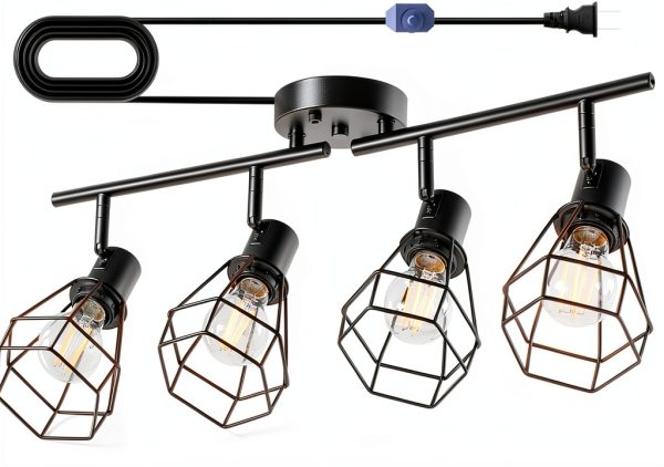 YEPOLI Track Lighting Black Dimmable Plug In Modern-0