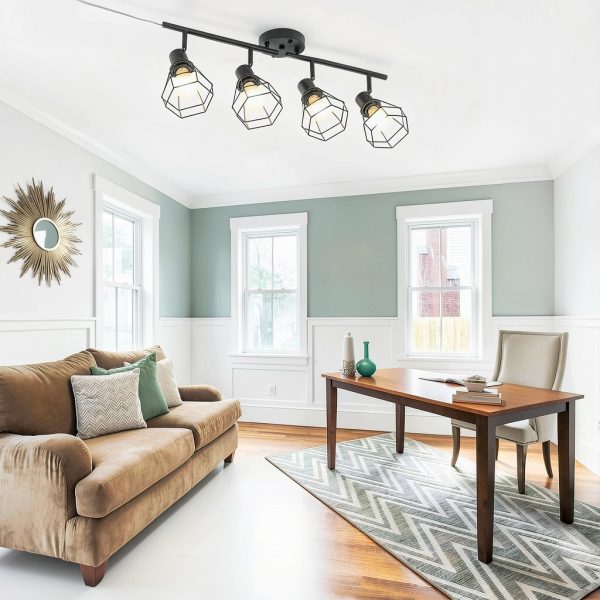 YEPOLI Plug In Track Lighting Dimmable Black Farmhouse-6