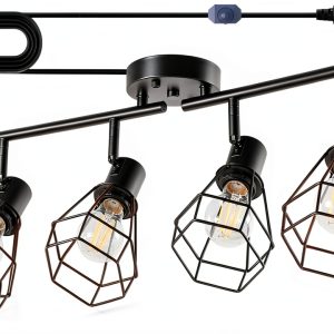 YEPOLI Plug In Track Lighting Dimmable Black Farmhouse-0