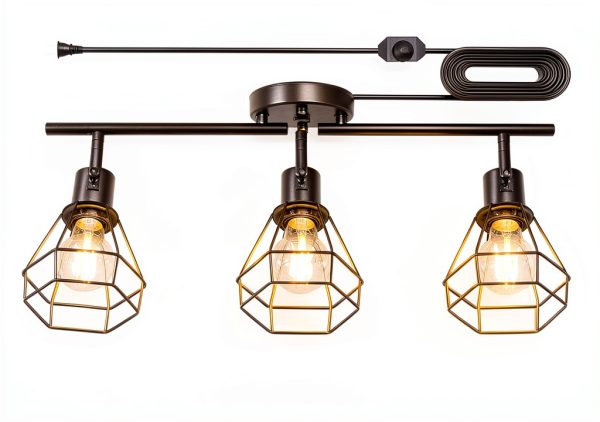 YEPOLI Plug In Track Lighting Dimmable Black Farmhouse-1