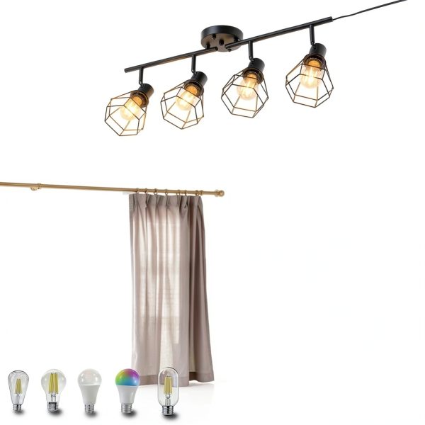 YEPOLI Track Lighting Black Dimmable Plug In Modern-2