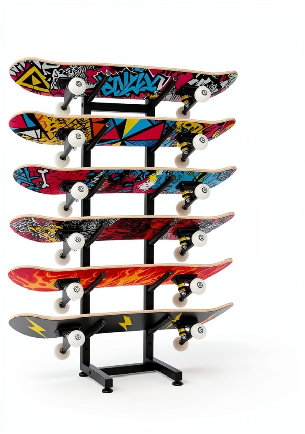 HAVXJAN Skateboard Rack Metal Floor Stand Black-5
