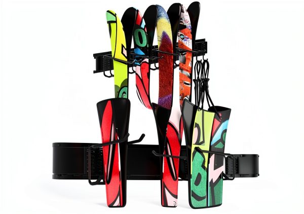 Madertool Ski Wall Rack Portable Iron Hanging Shelf Holds 8 Pairs-5