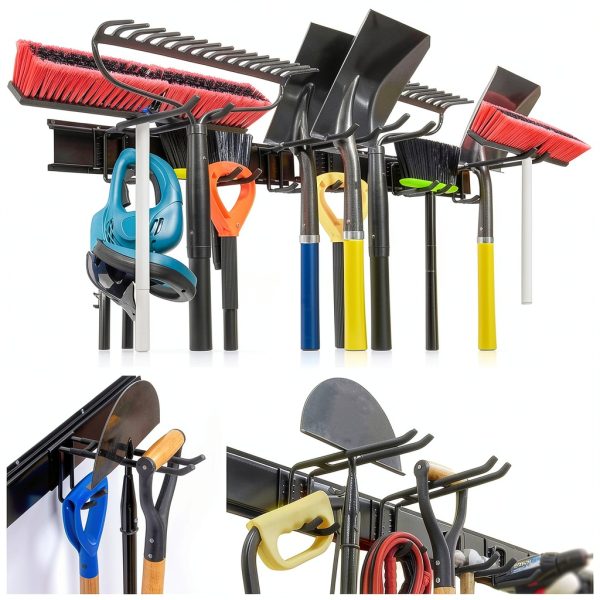 WALMANN Adjustable Ski Wall Rack Black Powder-Coated 32" Rail-8