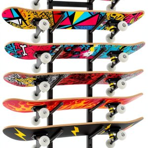 HAVXJAN Skateboard Rack Metal Floor Stand Black-0