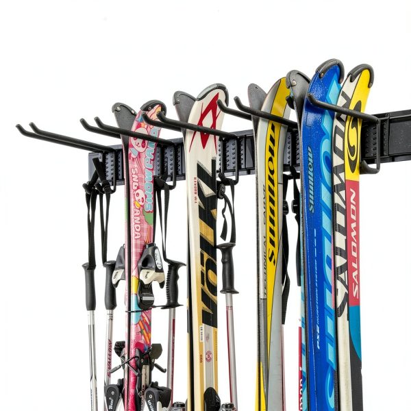 WALMANN Adjustable Ski Wall Rack Black Powder-Coated 32" Rail-5