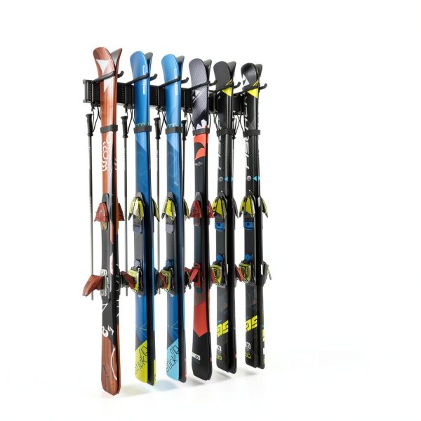 WALMANN Adjustable Ski Wall Rack Black Powder-Coated 32" Rail-6