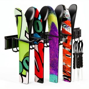 Madertool Ski Wall Rack Portable Iron Hanging Shelf Holds 8 Pairs-0