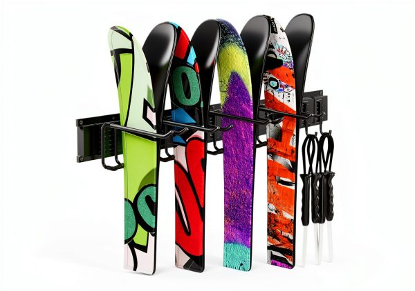 Madertool Ski Wall Rack Portable Iron Hanging Shelf Holds 8 Pairs-0