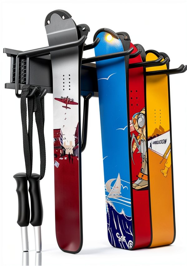WALMANN Adjustable Ski Wall Rack Black Powder-Coated 32" Rail-0