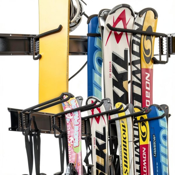WALMANN Adjustable Ski Wall Rack Black Powder-Coated 32" Rail-4