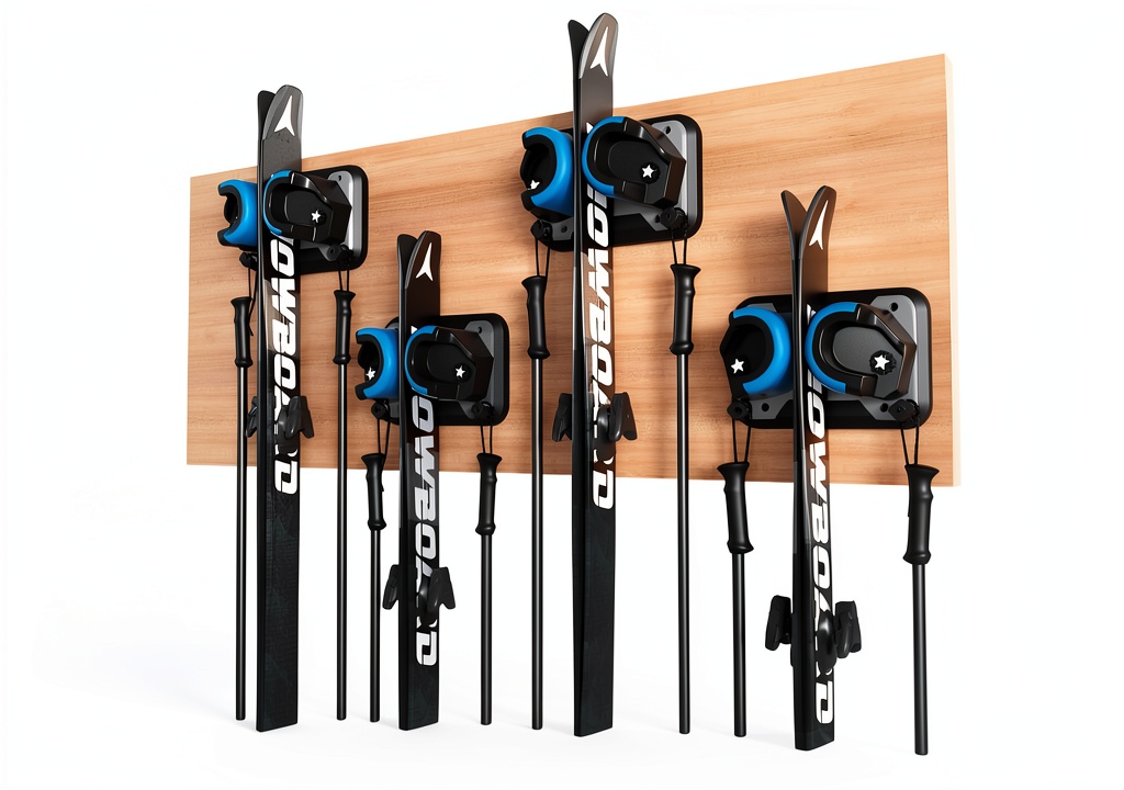CLEASO wall mount rack holding snowboards in a garage