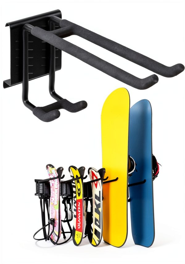 WALMANN Adjustable Ski Wall Rack Black Powder-Coated 32" Rail-2