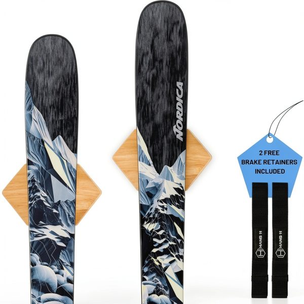Hang 11 Ski Wall Mount Bracket Shelf Clear Hardwood 35lb Capacity-0