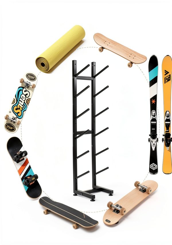 HAVXJAN Skateboard Rack Metal Floor Stand Black-3