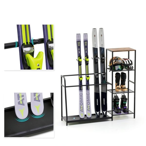 Lurgno Ski Storage Rack Floor Mount Metal for 4 Skis and Snowboards-1