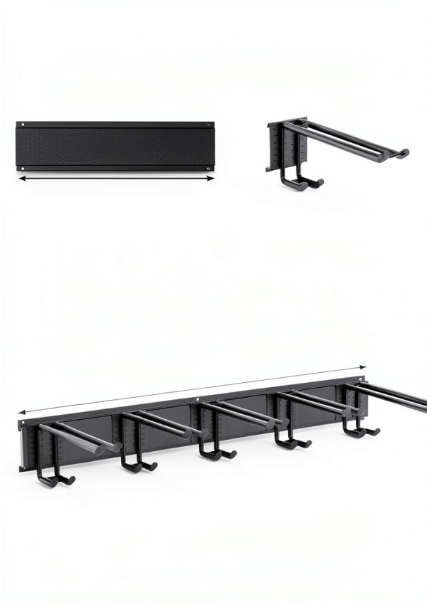 Ultrawall Snowboard Hook Rack Wall-Mount Tiered Shelf Adjustable Black-4