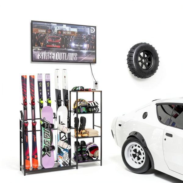 Lurgno Ski Storage Rack Floor Mount Metal for 4 Skis and Snowboards-5