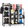 Kikihouse Metal Snowboard Rack with Casters – Freestanding Tiered-3