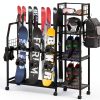 Kikihouse Metal Snowboard Rack with Casters – Freestanding Tiered-0
