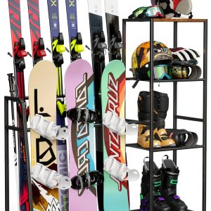 Lurgno Ski Storage Rack Floor Mount Metal for 4 Skis and Snowboards-0