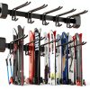 Ski Wall Rack Tdrynl Powder Coated Adjustable 5 Hook Storage 32x16x6-0