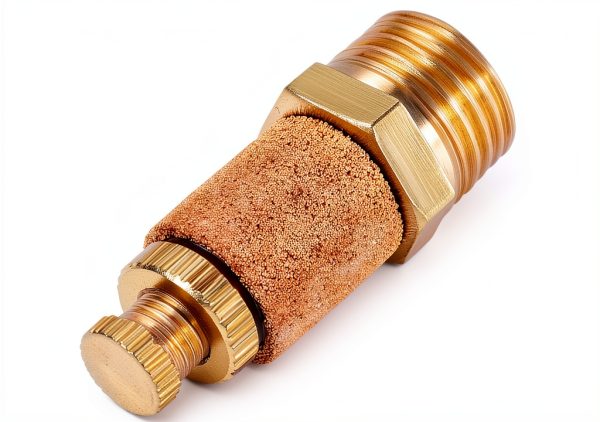 Sintered Bronze Exhaust Muffler uxcell 1/4 NPT Brass Flow Controller-2