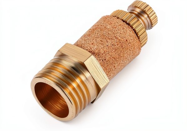 Sintered Bronze Exhaust Muffler uxcell 1/4 NPT Brass Flow Controller-1